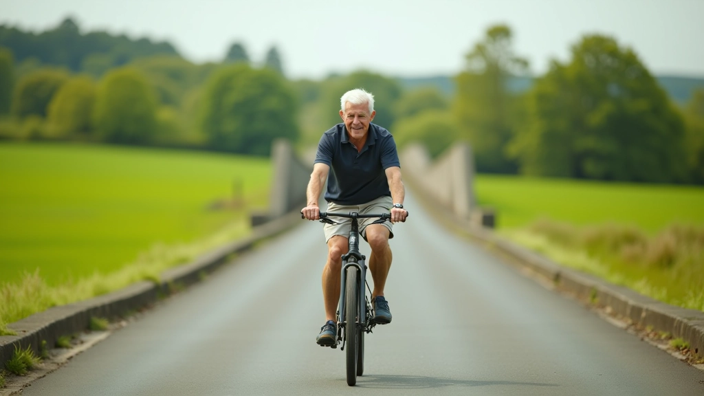 Experienced cyclist enjoying a peaceful ride on the flat viaduct path