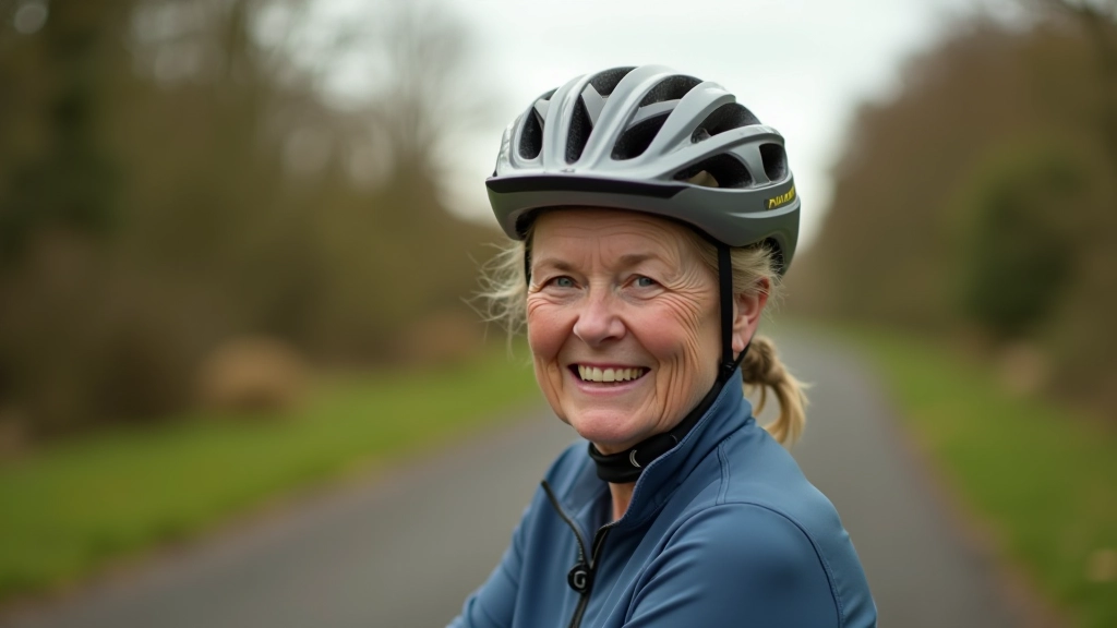 Active pensioner enjoying a confident ride on the heritage cycling path